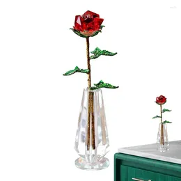 Fleurs décoratives Crystal Roses Rose charmante avec vase Long STEM ETERNITY FLORNIT pour sa mère Pepree petite amie Anniversaire Mothersary Fay