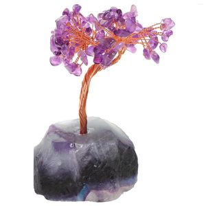 Fleurs décoratives Crystal Stone Statue Ornement Table Top Potted Tree Novel Amethyst Decor