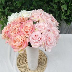 Decoratieve bloemen gekrulde randen roos kunstmatig handboeket voor bruiloft, bruidsfeest, woondecoratie, Valentijnsdag, verjaardagscadeau