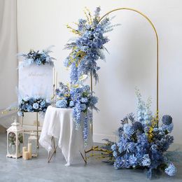 Fleurs décoratives Custom Blue Series Mariage pour arrangement pour arc arc décor Row Event Table Table Cédelles