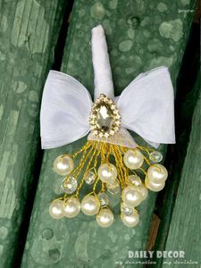 Decoratieve bloemen op maat! Handgemaakte Parel Kristal Strass Bruiloft Bruid / Bruidegom Boutonnières Fancy Party Corsages Flor En El Ojal