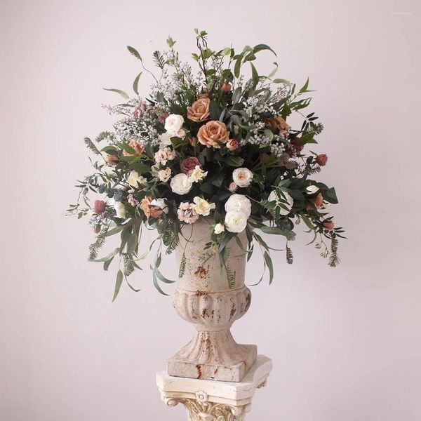 Fleurs décoratives sur mesure simulé rétro Rose combinaison Art Floral Rome Pot boutique décoration Pographie accessoires