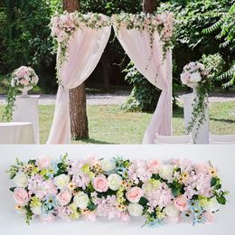Fleurs décoratives personnaliser 1m fleur artificielle rangée arc décor mariage toile de fond route plomb Arrangement soie mur 1pc