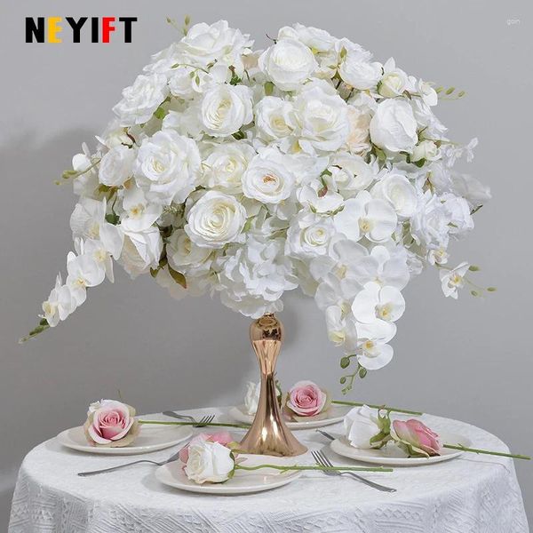 Flores decorativas Personalizar 60 cm Grande Blanco Rosa Rosa Orquídea Hortensia Flor Bola Decoración de boda Mesa Centro de mesa Fiesta Prop Ventana