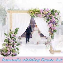 Flores decorativas Personalizar Accesorios de boda Suministros Arreglo floral Decoración de pared artificial Arco Ceremonia Fila de seda con hilo