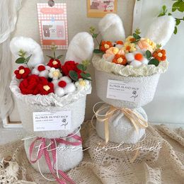 Fleurs décoratives mignon Crochet Bouquet oreilles Graduation San Valentin jour cadeaux d'anniversaire décor à la maison fournitures de fête
