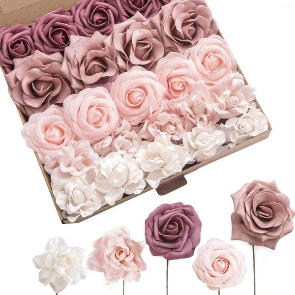 Fleurs décoratives D-sept coffre à combo rose poussiéreux artificiels artificiels pour bouquets de mariage de bricolage arrangements de table de table de douche nuptiale