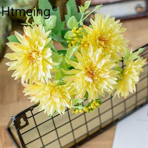 Fleurs décoratives Dahlia Fleur Soie Bouquet De Mariée Artificielle Décoration De La Maison De Mariage Fournitures 1 PCS