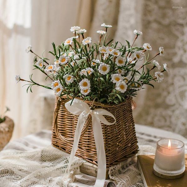 Flores decorativas Margarita Artificial manzanilla simulación flor seca ramo falso hogar sala de estar jardín decoración de mesa de boda
