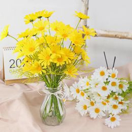 Decoratieve bloemen Daisy Artificial Multolor Mini Diy Decoration Long Branch Bouquets Kamille bruidstuin Silk Simuleren nepplanten