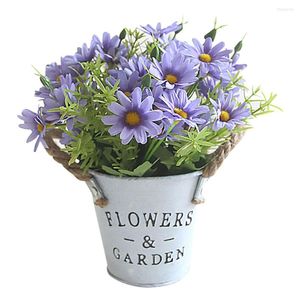 Decoratieve bloemen Daisy Flower Pot Home Office Desktop Vintage Style Fake Floral Decor Pot Plant For Party Garden El