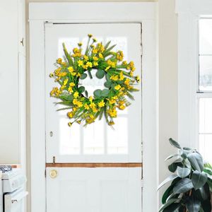 Fleurs décoratives couronne de fleurs de marguerite artificielle été porte d'entrée printemps ornement suspendu pour porche intérieur jardin mur ferme
