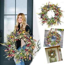 Fleurs décoratives Daisy Lavender Fleet Wreath Artificial Flower Plant Decor Festival Wedding Hanging Door Decoration Restaurant Home