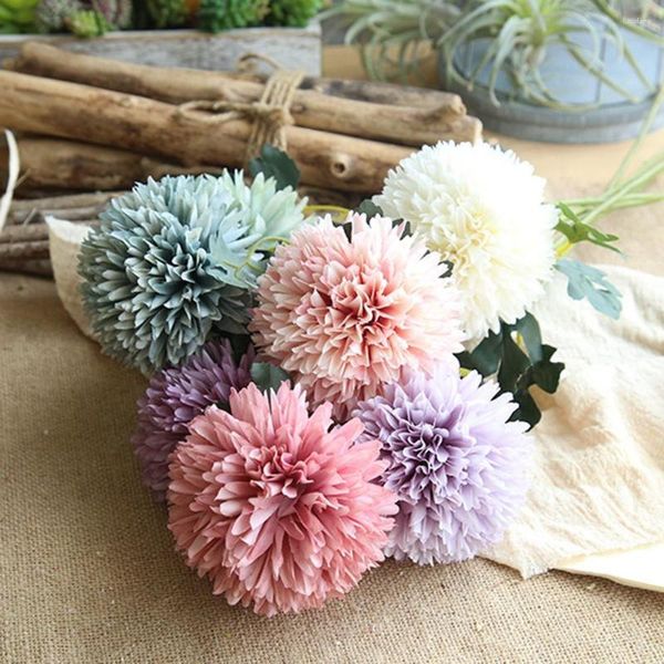 Fleurs décoratives Pissenlit Fleur Boule Pompon Simulation Artificielle Maison De Noël Décor De Mariage Tenant DIY Saint Valentin Cadeau