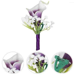 Broche de mariée artificielle violette, fleurs décoratives, Corsage, fausse fleur, accessoire graphique de mariage, pour décoration de Banquet
