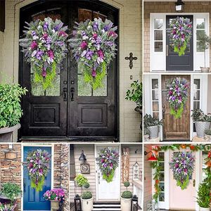Decoratieve bloemen Decor Deur deur voorkant slingeren lente huis rustieke hangende decoratie groenblauw keukendecoraties