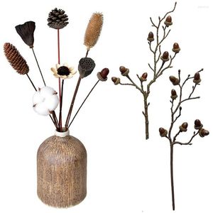 Decoratieve bloemen Decoratie Kerstmis Wedding Ornament Kunstmatige Acorn -takken Bloemen arrangement Levensachtige boom STEM PARTY SPRIES