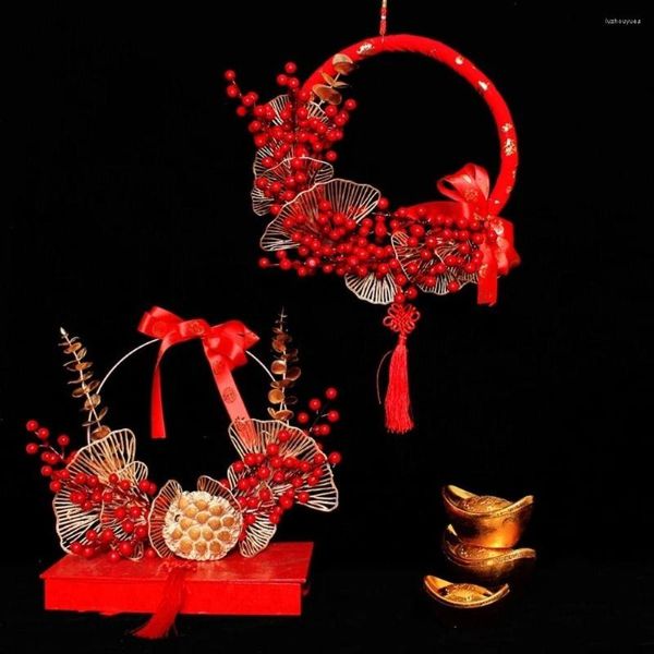 Fleurs décoratives décoration porte célébration mariage fenêtre vinaigrette Fortune pendentif couronne accessoires année