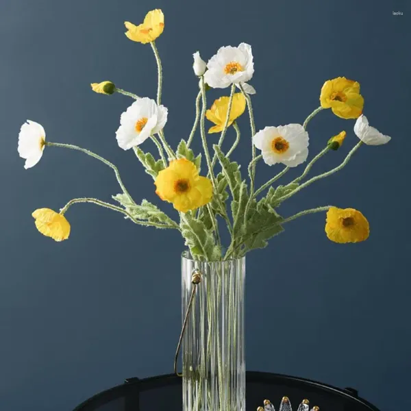 Décoration de fleurs décoratives Magnifique tige du flagement réaliste plantes de soie élégantes rhoeas artificiels fausses coquelicots de faux bouquet