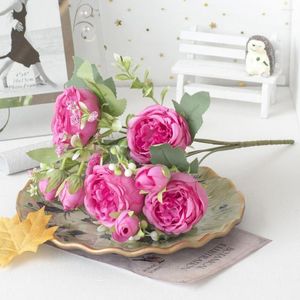 Decoratieve bloemen delicate faux zijden bloem gemakkelijke verzorging kunstmatige pioenen huishoudelijke decor voor huissimulatie nep