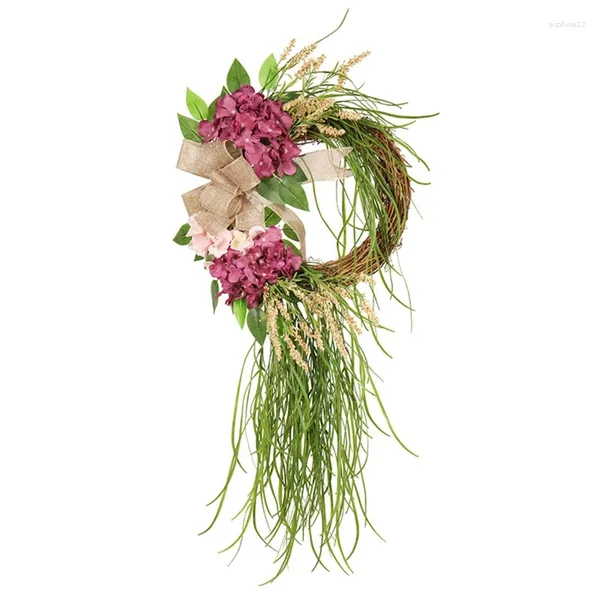 Fleurs décoratives délicates Hortensia Vine Ornements suspendus esthétique pour le printemps d'été