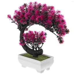 Fleurs décoratives Desktop Artificial Potted Plant Office Faux Plans Plants Indoor Bonsai Statue Plastic Greenery