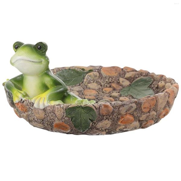 Flores decorativas Desktop Frog Statue Crafts Decoración Creative Ornament Resin Linda escultura Figura