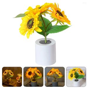 Decoratieve bloemen bureaublad ornament lamp werk decor omgevingsverlichting gele huistafel zonnebloem led -lichten tafelblad