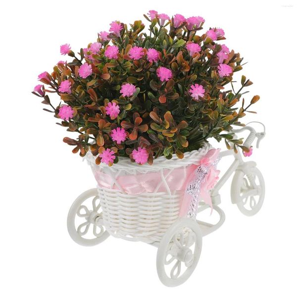 Flores decorativas de escritorio, decoración de bonsái pequeño, flor en maceta de imitación, adorno Artificial para bicicleta, decoración para el hogar y la Oficina