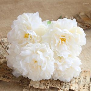 Fleurs décoratives Diamètre 15cm Fleur artificielle 5hehead Peony Bouquet Silk for Home Decoration Accessoires Mariage Holding