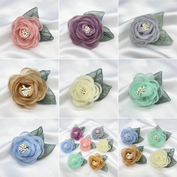 Flores decorativas Diámetro de 6 cm DIY HACIDADO 3D Camellia Broche Brooch Flower Apliques