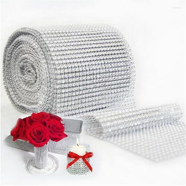 Fleurs décoratives diamant maille 90 cm 12 cm avec cristal gâteau strass ruban décoration de fête de mariage 7ZHH193