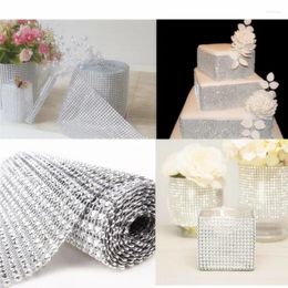 Fleurs décoratives Diamond Mesh Wrap Ribbon Roll Row for Party Banquet Chair Cover Plastic Bow Wedding Decorations 900cm 12cm 7ZHH195