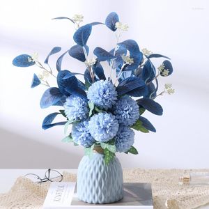 Fleurs décoratives Bouquet de salle à manger boule de fleurs artificielles chrysanthème haut de gamme mariage maison jardin décor Table décoration accessoires