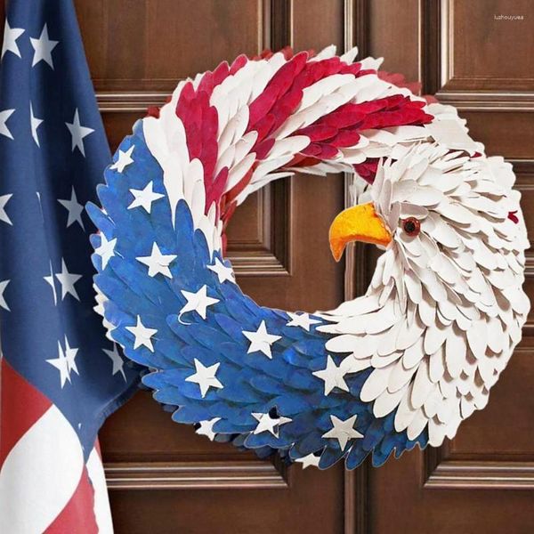 Flores decorativas DIY Águila patriótica americana Guirnalda Decoración Puerta delantera Decoración artificial Elección Voto Presidente Colgante para el hogar