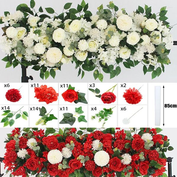 Flores decorativas DIY puerta arqueada suministros de flores de boda arreglo de fila de peonía rosa artificial decoración de jardín falso para el hogar