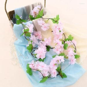 Fleurs décoratives DIY, fleurs de cerisier artificielles, guirlande d'arc de mariage en rotin, décoration intérieure et extérieure de maison, ornements de jardin de lierre