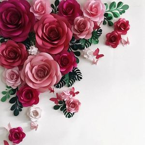 Decoratieve bloemen Diy Artificial Large Paper Rose Backdrop Volledige kits voor bruiloft Evenement Kinderdagverlies Decor Floral Wall Art Flower Crafts