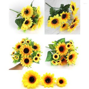 Decoratieve bloemen DIY Mooie zonnebloemto -boeket Zijde Zon Flower Artificial Head for Home Garden Party Wedding Decoratie S1