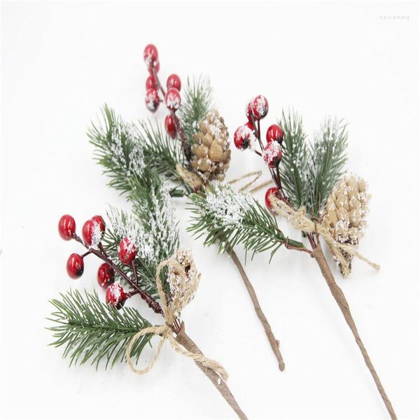 Fleurs décoratives DIY Décoration de Noël Matériaux de guirlande Xmax Arbre Fenêtre Ornements pour la maison Accessoires Corde de cèdre Bouquet de baies rouges