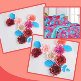 Decoratieve bloemen Diy Giant Paper kunstmatige fleurs kunstmatige achtergrond Rose 7cs 4 liet slaapkamer muur deco mix kleur