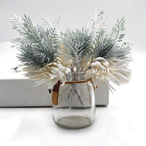 Fleurs décoratives DIY Grass Flower Wedding Artcbook Fake Year Year Christmas Living Room Decoration Artificial Pine Plantes