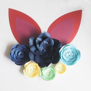 Fleurs décoratives DIY Mini Petit Papier Rose Fleurs Décors 6 PCS 2 Oreilles Pour Les Décorations De Mariage Pépinière Anniversaire Des Enfants Vidéo