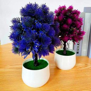 Fleurs décoratives bricolage en plastique fleur artificielle pour la maison étanche Pot de plante artisanat petit arbre faux en Pot