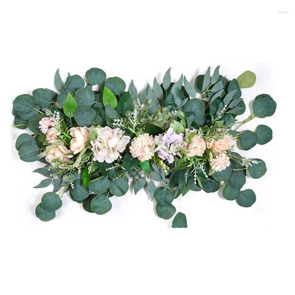 Flores decorativas DIY Boda Flor Decoración de la pared Suministros de arreglo Arco Fondo Hortensia Eucalipto Planta verde Hojas Decoración