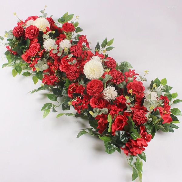 Flores decorativas DIY Flor de la boda Arreglo de la pared Suministros Artificial Rose Peony Row Decor Arch Telón de fondo Home Room Garden Fake Floral