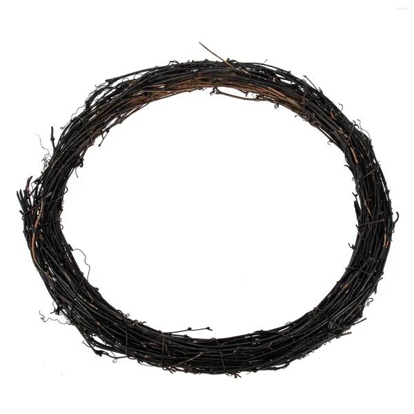 Fleurs décoratives Couronne de bricolage Faire Cadre Halloween Black Vine Ring Natural Wood Festival suspendu Garland