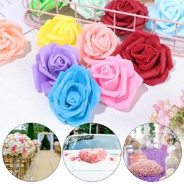Couronnes de fleurs décoratives DIY, têtes de roses colorées au toucher réel, fausse mousse PE, fournitures de Bouquet, ornement artificiel pour la maison