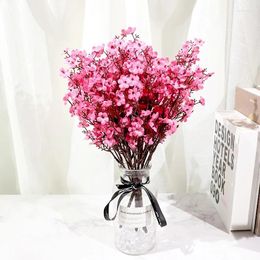 Fleurs décoratives docidaci 30cm artificiel rose rose gypsophia petit grappes décoration de salon fausse plante pour vase cadeau de mariage à la maison
