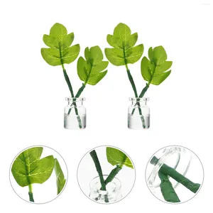 Decoratieve bloemen DollhousEmonsterAflower miniatuur Diy Toys Bonsai Water Potgreeneryhouse Pretendmodel Tiny Picks Pot Leaf Garden Vaas